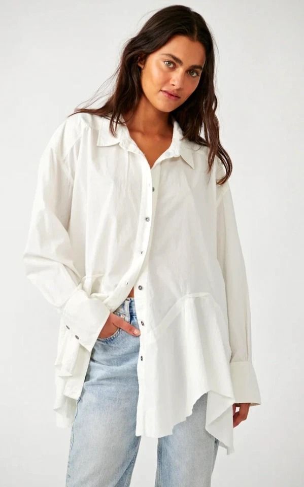We The Free White Oversized Shirt Dress 2